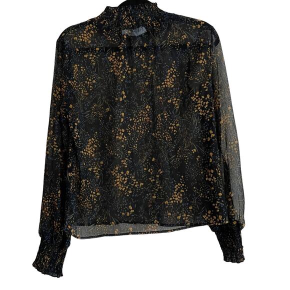 Line and Dot Sheer Floral Top Size S - Picture 10 of 13